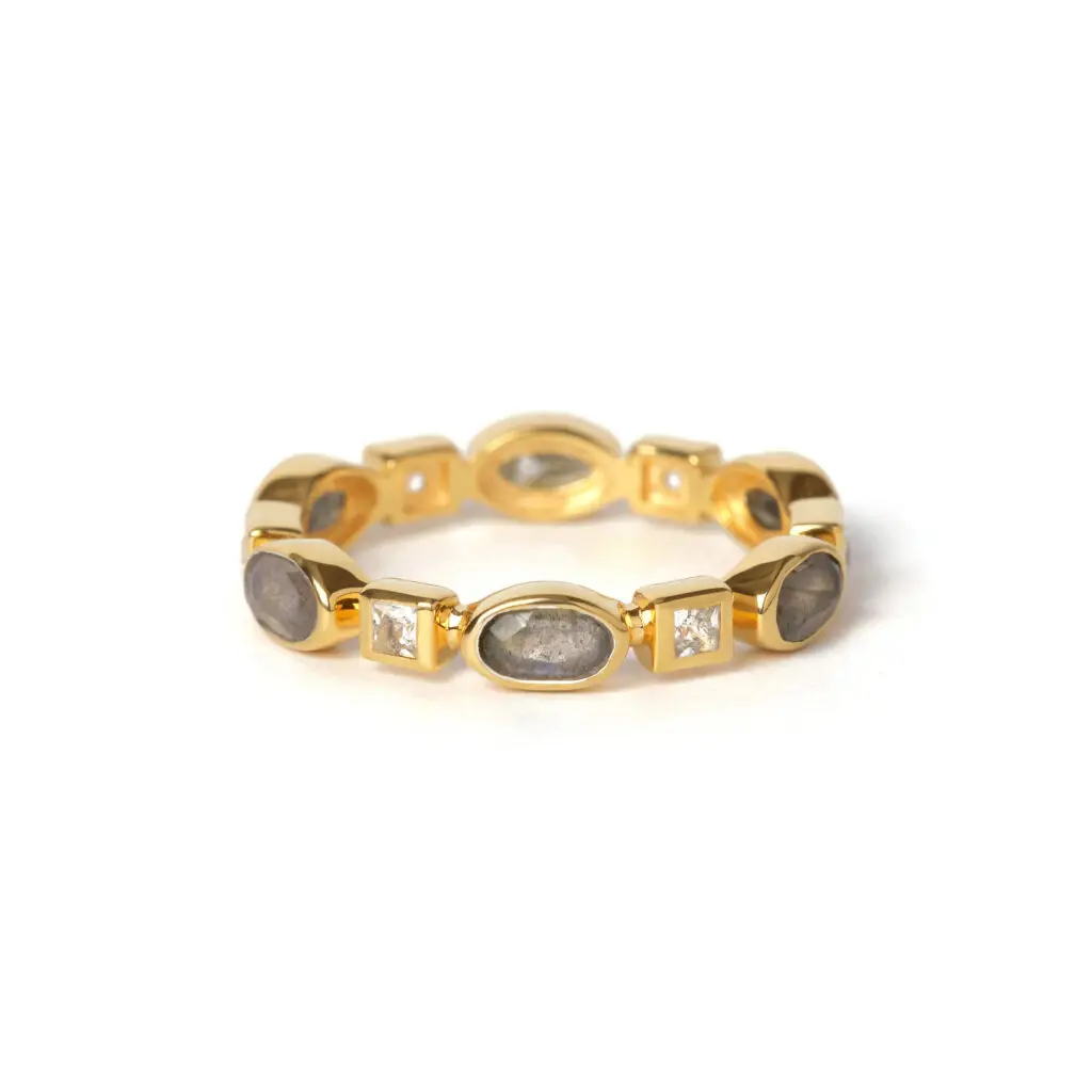 S925 MULTI SHAPE LABRADORITE ETERNITY RING