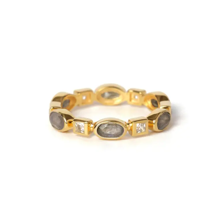 S925 MULTI SHAPE LABRADORITE ETERNITY RING