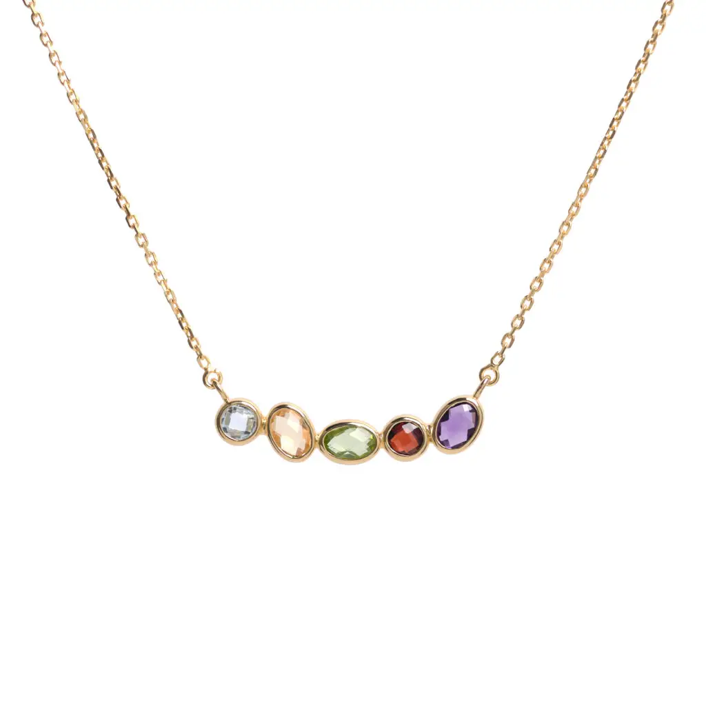 S925 MULTI STONE LINKED NECKLACE-1