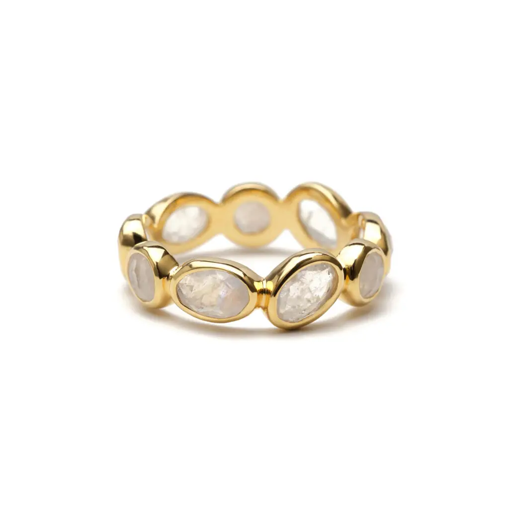 S925 RAINBOW MOON STONE ETERNITY RING-1